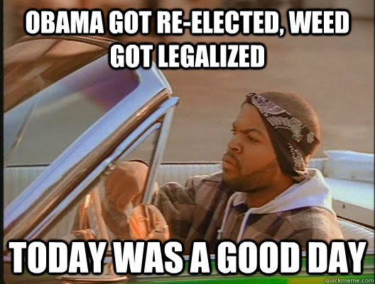 Obama got re-elected, weed got legalized Today was a good day - Obama got re-elected, weed got legalized Today was a good day  today was a good day