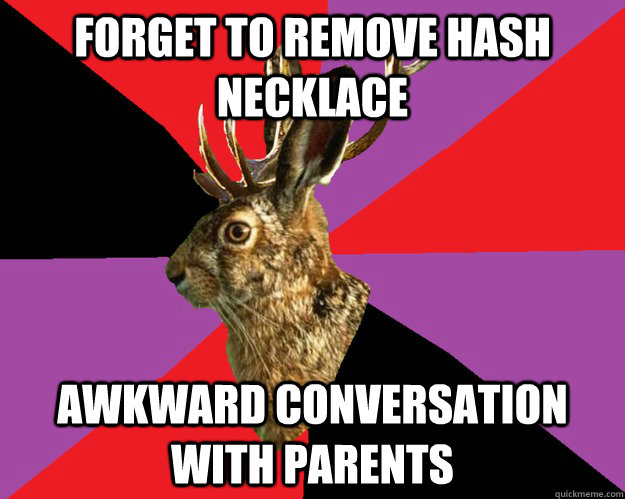 forget to remove hash necklace awkward conversation with parents  