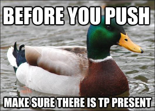 before you push make sure there is tp present  Actual Advice Mallard