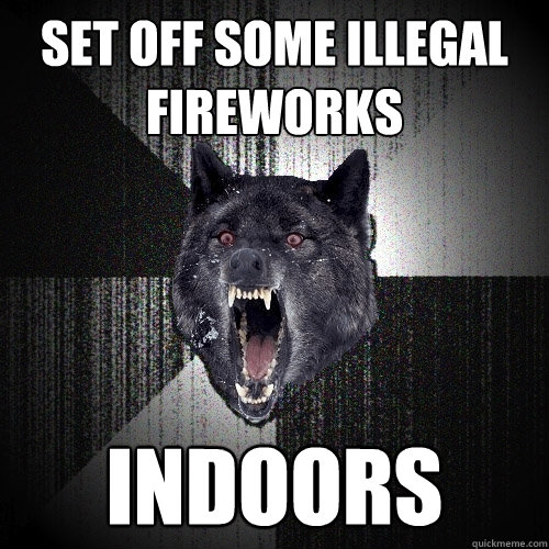 SET OFF SOME ILLEGAL FIREWORKS INDOORS  Insanity Wolf