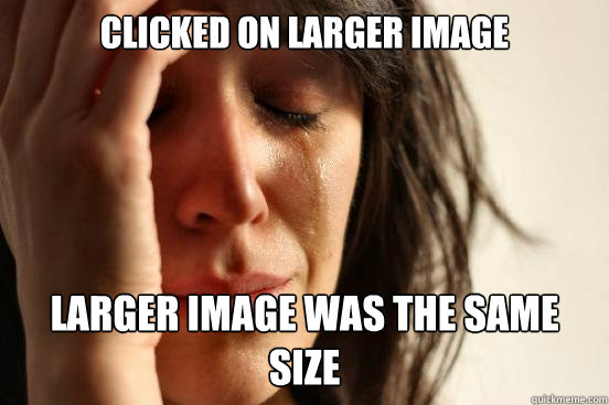 clicked on larger image larger image was the same size  First World Problems