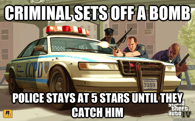 criminal sets off a bomb police stays at 5 stars until they catch him  