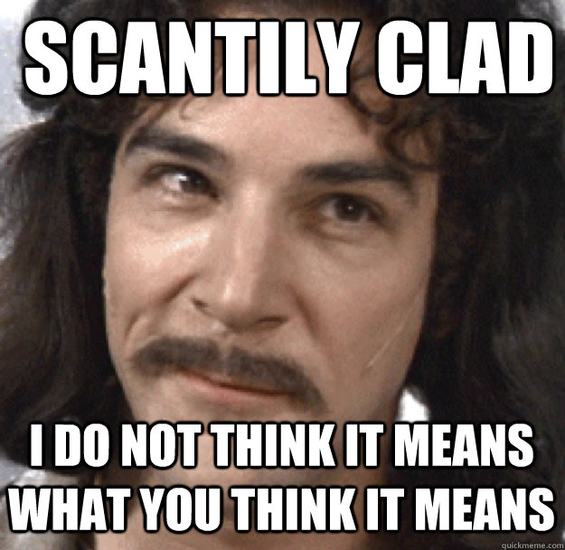 scantily clad I DO NOT THINK IT MEANS WHAT YOU THINK IT MEANS - scantily clad I DO NOT THINK IT MEANS WHAT YOU THINK IT MEANS  Misc