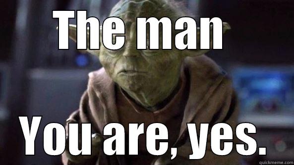 you da man - THE MAN  YOU ARE, YES. True dat, Yoda.