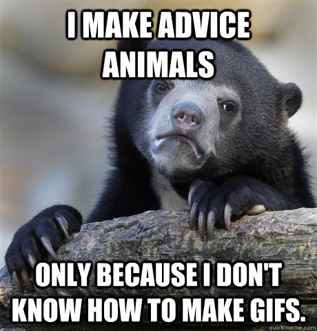 i make advice animals   only because i don't know how to make gifs.  - i make advice animals   only because i don't know how to make gifs.   Confession Bear