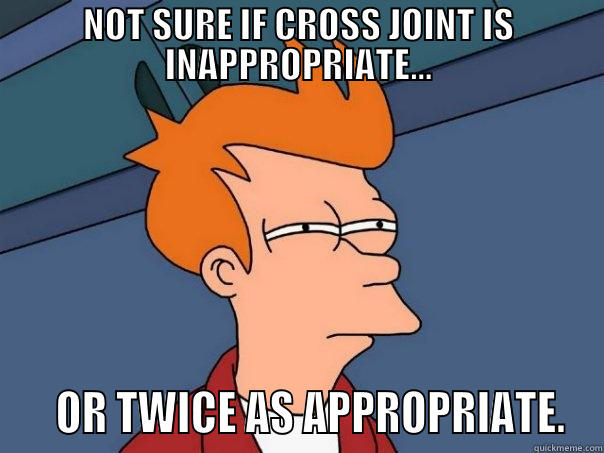 NOT SURE IF CROSS JOINT IS INAPPROPRIATE...    OR TWICE AS APPROPRIATE. Futurama Fry