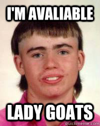 I'm avaliable lady goats  Bad Haircut Billy