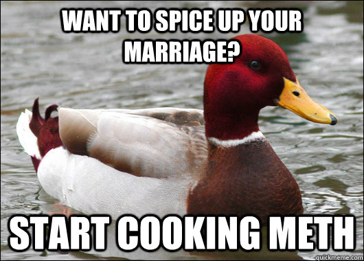 Want to spice up your marriage? Start cooking meth  Malicious Advice Mallard
