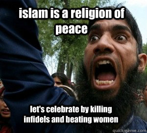 islam is a religion of peace let's celebrate by killing infidels and beating women - islam is a religion of peace let's celebrate by killing infidels and beating women  islamicemoboy