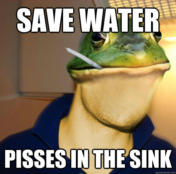 save water Pisses in the sink - save water Pisses in the sink  Good Guy Foul Bachelor Frog