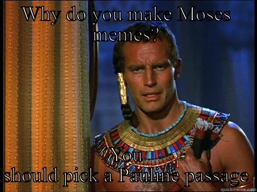 WHY DO YOU MAKE MOSES MEMES? YOU SHOULD PICK A PAULINE PASSAGE Misc