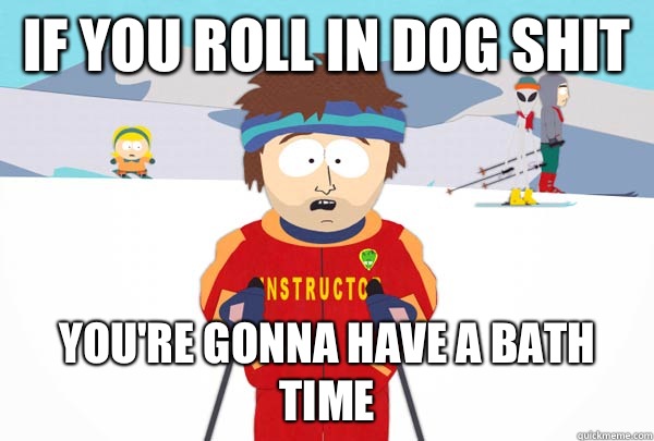 If you roll in dog shit You're gonna have a bath time  Super Cool Ski Instructor