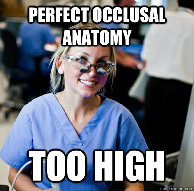 perfect occlusal anatomy too high   overworked dental student