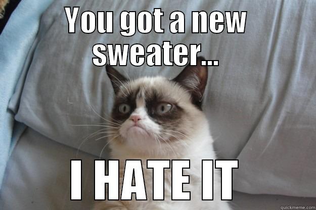 YOU GOT A NEW SWEATER... I HATE IT Grumpy Cat