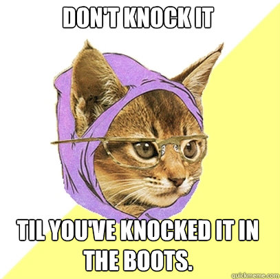 Don't knock it Til you've knocked it in the boots.  Hipster Kitty