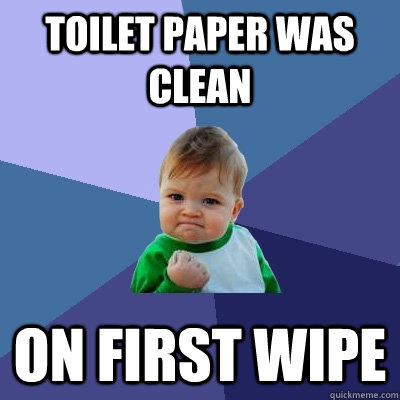 Toilet paper was clean on first wipe  Success Kid