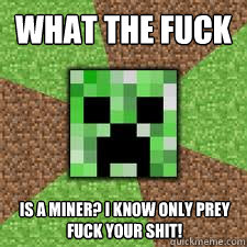 WHAT THE FUCK IS A MINER? I KNOW ONLY PREY
FUCK YOUR SHIT!  