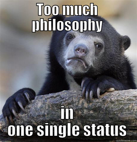 TOO MUCH PHILOSOPHY IN ONE SINGLE STATUS Confession Bear