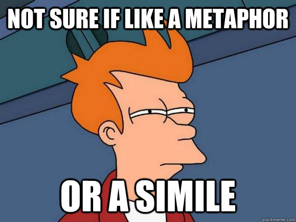 not sure if like a metaphor or a simile - not sure if like a metaphor or a simile  Futurama Fry