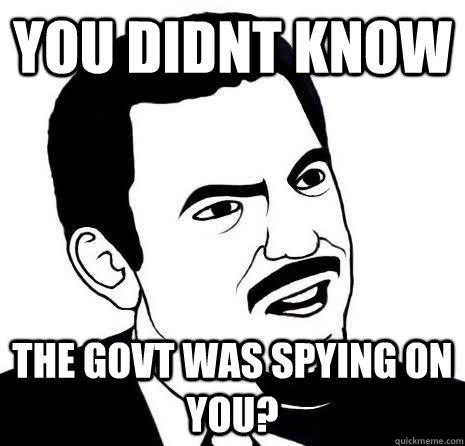 you didnt know the govt was spying on you?  Seriously Are You Serious