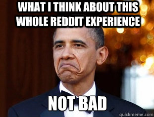What I think about this whole reddit experience NOT BAD - What I think about this whole reddit experience NOT BAD  Not Bad Obama