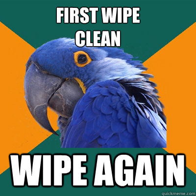 first wipe
clean wipe again   Paranoid Parrot