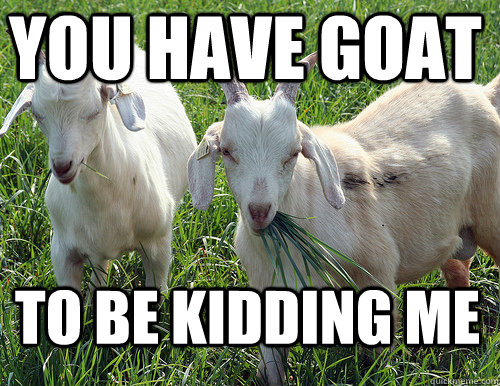 You have goat to be kidding me - You have goat to be kidding me  Goat Quotes