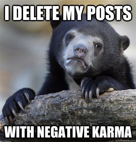 I delete my posts with negative karma   Confession Bear