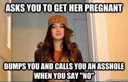 Asks you to get her pregnant dumps you and calls you an asshole when you say 