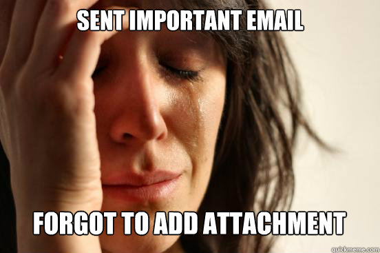 Sent important email
 forgot to add attachment   First World Problems