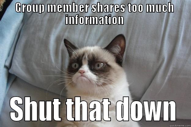 GROUP MEMBER SHARES TOO MUCH INFORMATION SHUT THAT DOWN Grumpy Cat
