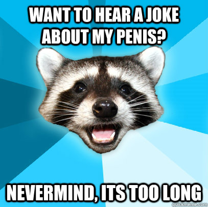 WANT TO HEAR A JOKE ABOUT MY PENIS? NEVERMIND, ITS TOO LONG  Lame Pun Coon