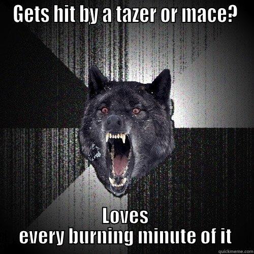 GETS HIT BY A TAZER OR MACE? LOVES EVERY BURNING MINUTE OF IT Insanity Wolf