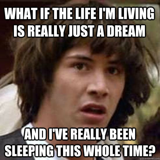 What if the life I'm living is really just a dream And I've really been sleeping this whole time?  conspiracy keanu