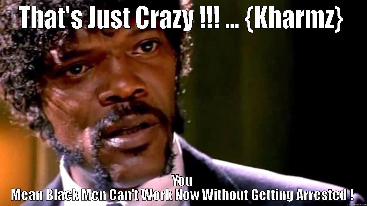 THAT'S JUST CRAZY !!! ... {KHARMZ} YOU MEAN BLACK MEN CAN'T WORK NOW WITHOUT GETTING ARRESTED ! Misc
