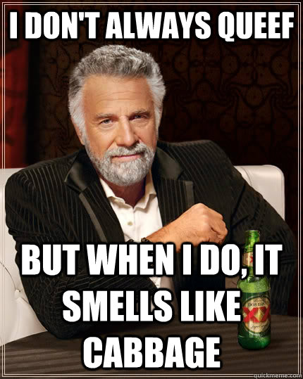 I don't always queef But when I do, it smells like cabbage  The Most Interesting Man In The World