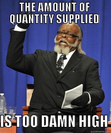 THE AMOUNT OF QUANTITY SUPPLIED  IS TOO DAMN HIGH The Rent Is Too Damn High