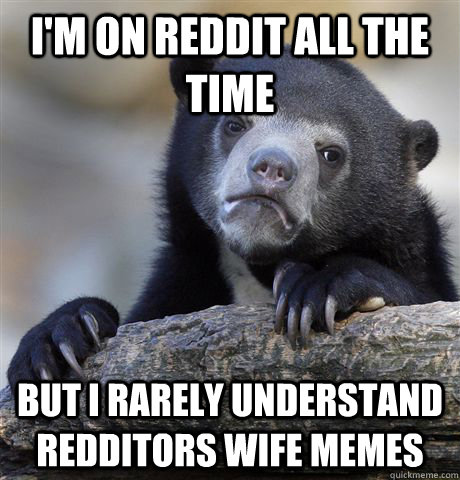 I'm on reddit all the time but i rarely understand redditors wife memes  Confession Bear