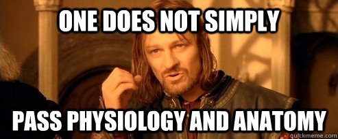 One does not simply pass physiology and anatomy  One Does Not Simply