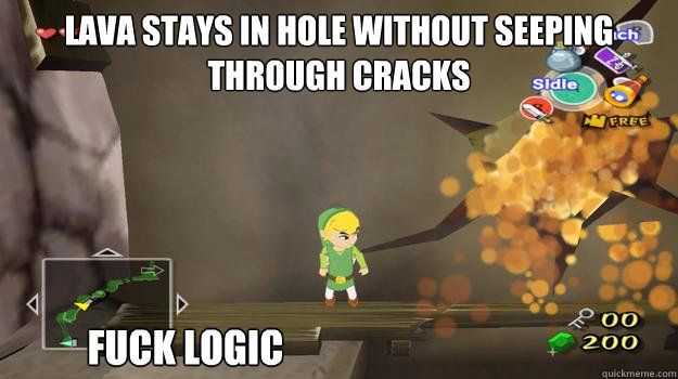 Lava stays in hole without seeping through cracks Fuck Logic - Lava stays in hole without seeping through cracks Fuck Logic  Zelda Logic