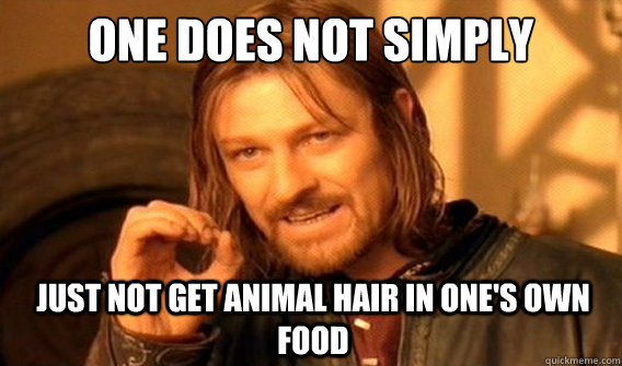 one does not simply just Not get animal hair in one's own food  onedoesnotsimply