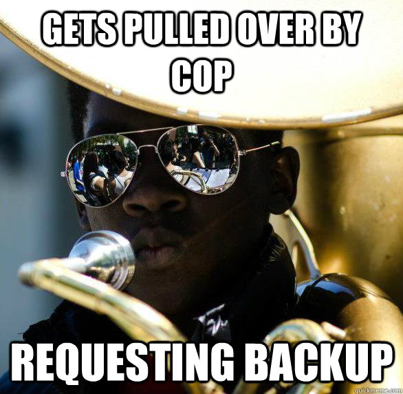 Gets Pulled over by cop requesting backup  Badass Tuba Kid
