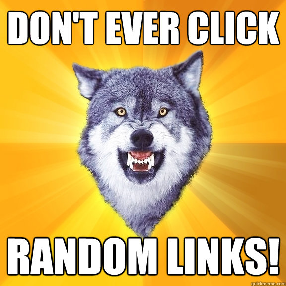 DON'T EVER CLICK RANDOM LINKS!  Courage Wolf