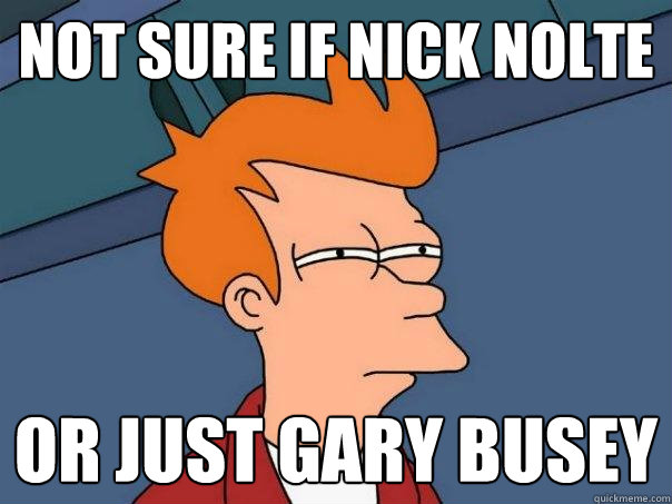 not sure if nick nolte or just gary busey  Futurama Fry