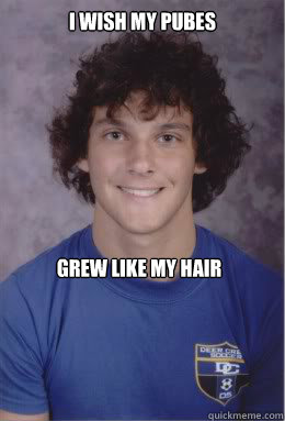 I wish my pubes grew like my hair  pube head