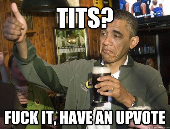 Tits? Fuck it, Have an upvote  Upvoting Obama