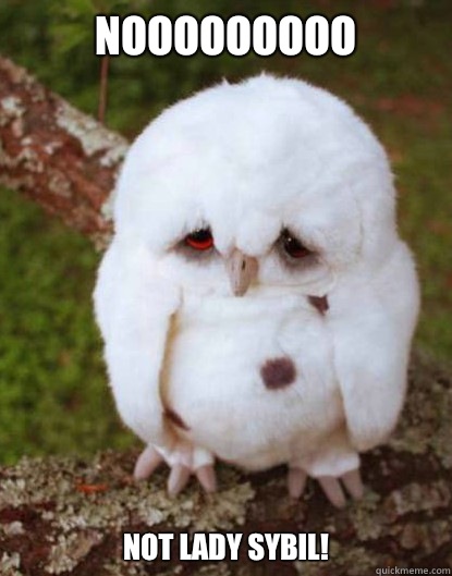 Nooooooooo not Lady Sybil!  Depressed Owl