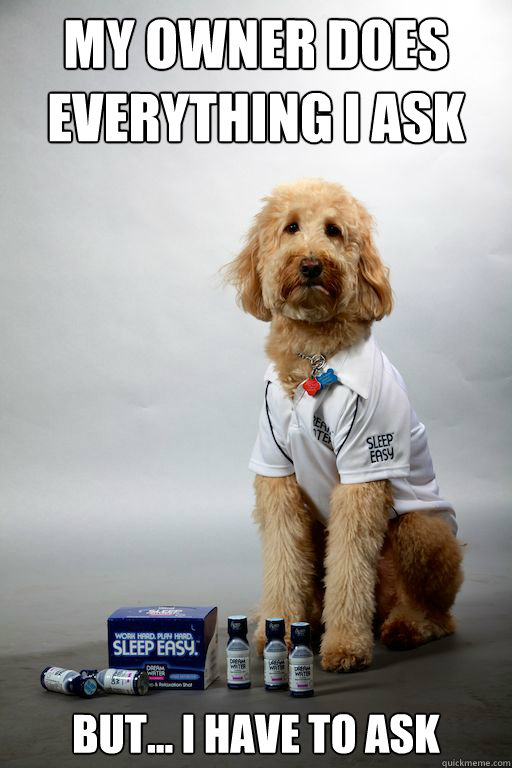 My owner does everything I ask But... I have to ask  