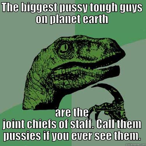 THE BIGGEST PUSSY TOUGH GUYS ON PLANET EARTH ARE THE JOINT CHIEFS OF STAFF. CALL THEM PUSSIES IF YOU EVER SEE THEM. Philosoraptor