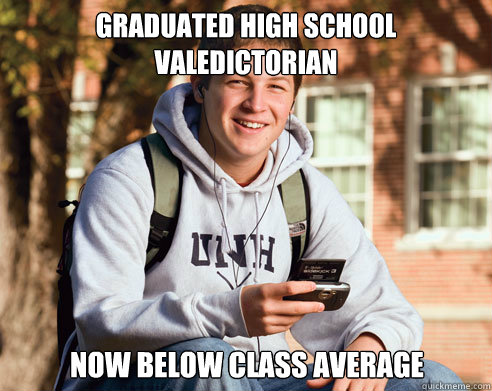 Graduated High School Valedictorian Now Below Class Average  College Freshman